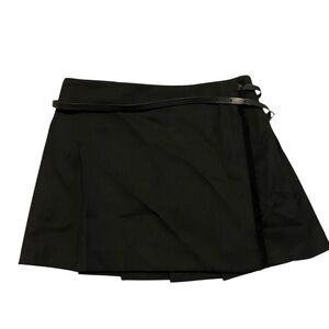 Burberry Black Wool Pleated Mini Wrap Skirt